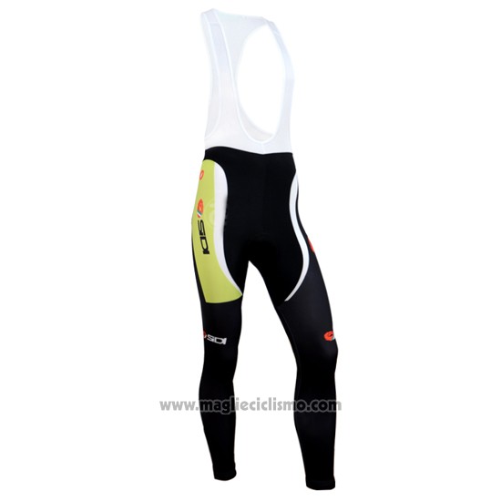 2014 Abbigliamento Ciclismo Castelli SIDI Nero e Verde Manica Lunga e Salopette